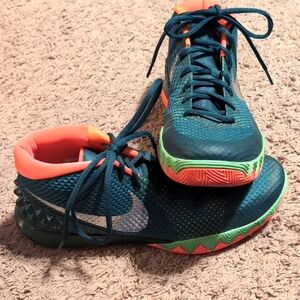 Nike Teal and Orange High-Top Sneakers